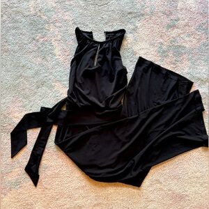 Black jumpsuit flowy leg office casual or formal